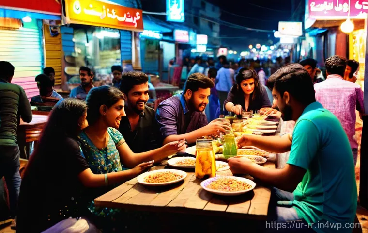 지역특산 음식과 관련된 여행 팁 - **Lahore Street Food Morning:** A vibrant and bustling morning scene on a traditional street in Laho...
