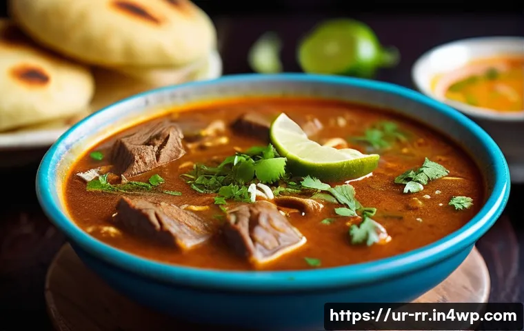 소셜미디어에서 인기 있는 지역특산 음식 - **A Vibrant Lahore Nihari Experience:** A close-up, mouth-watering shot of a steaming hot bowl of Ni...